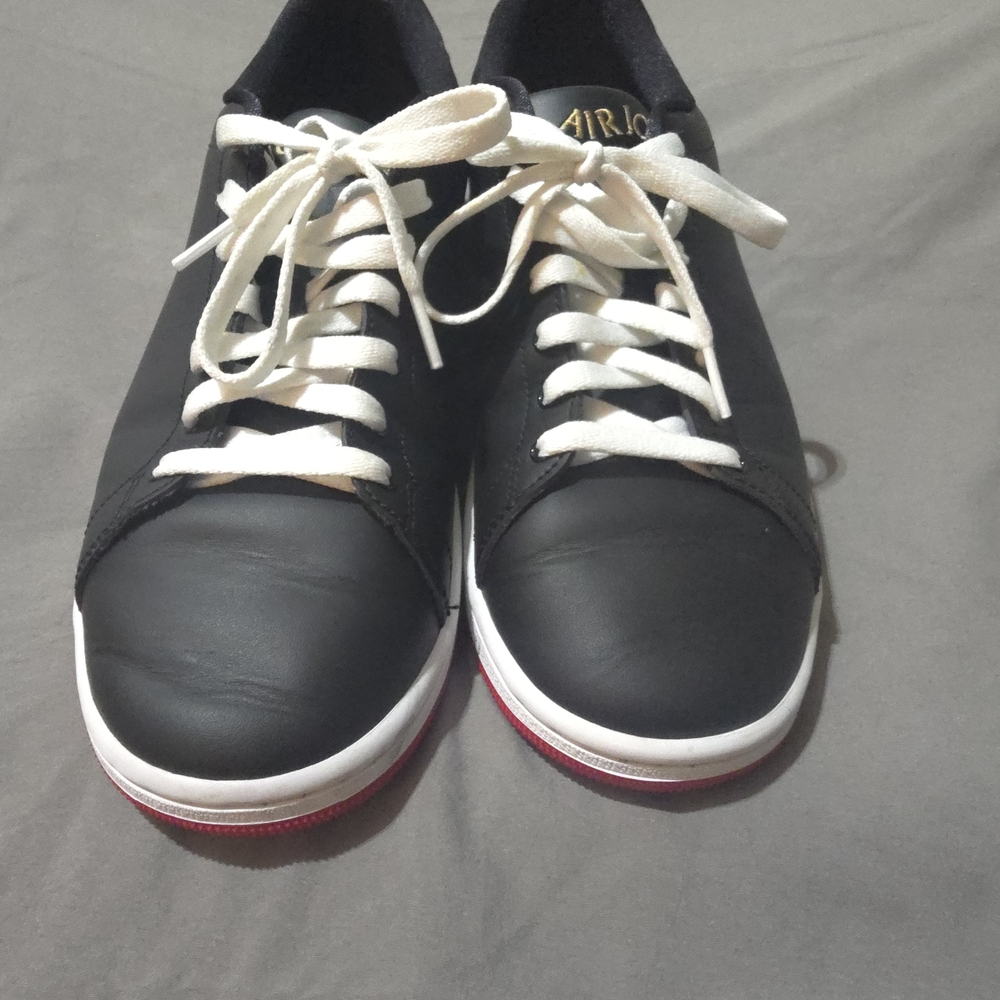 Jordan Black and White Sneakers with Red Soles